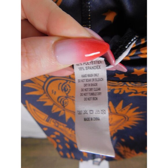 Celestial Sun Moon Stars Leggings Womens Medium Blue Orange Tie Ankle Yoga Wrap - Picture 11 of 11